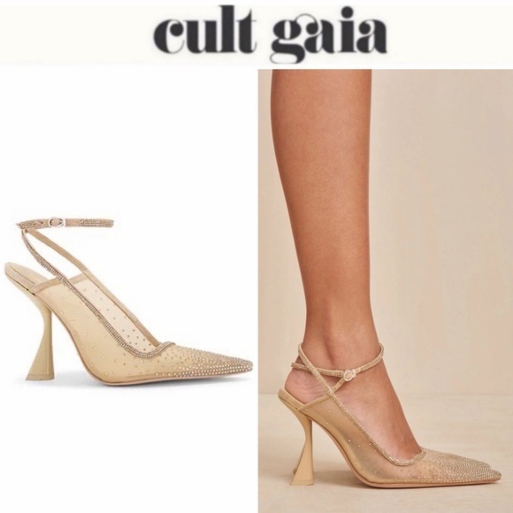 Cult Gaia Diya Sling Back in Sand Dollar Beige Nude Embellished Heels EU 38 548$
